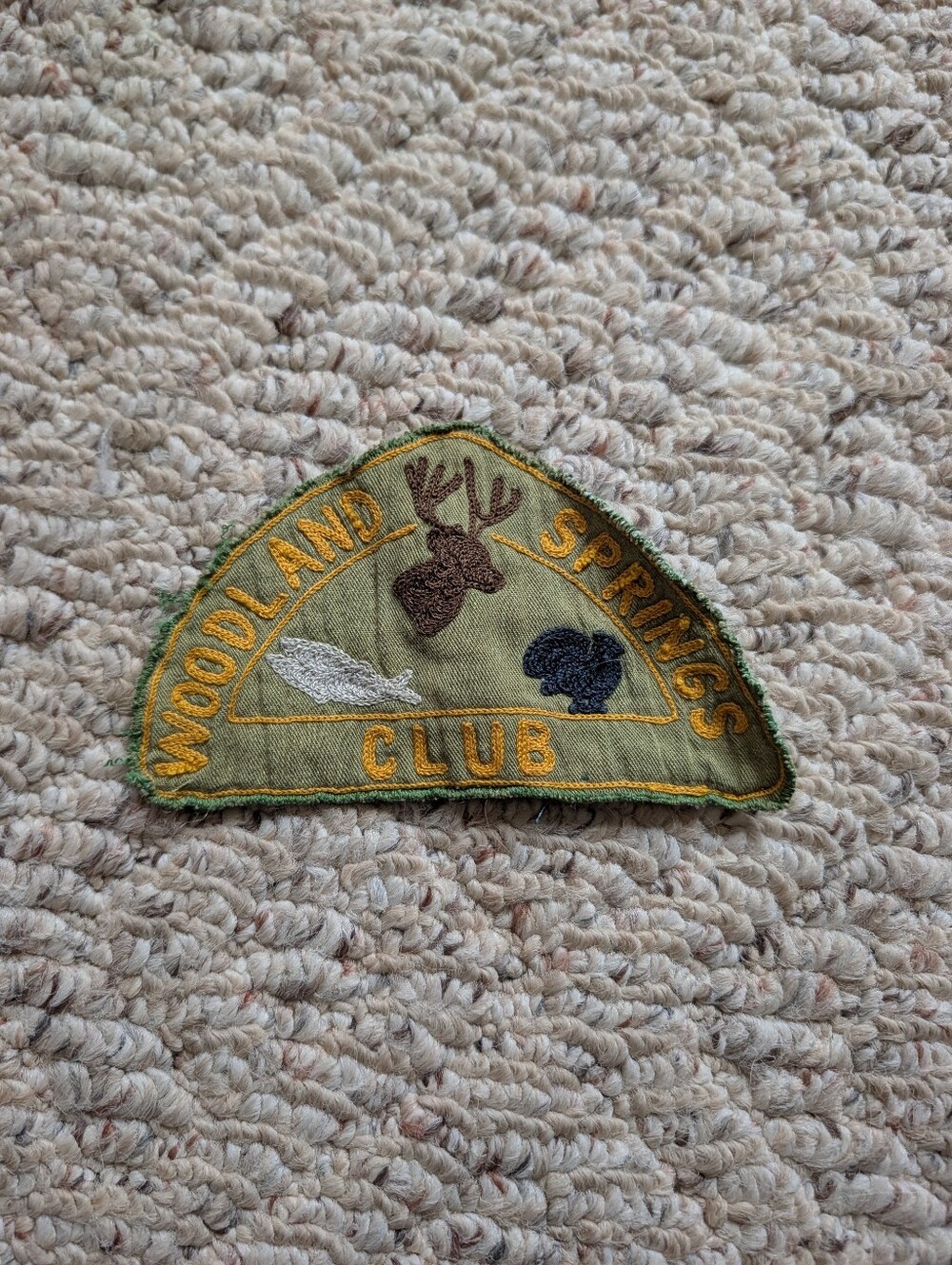 Vintage Woodland Springs Club Patch Retro Hunting Fishing Embroidered Outdoors